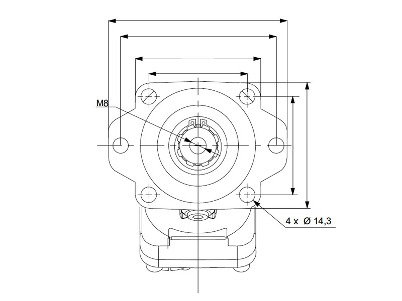 2PEM 18 cc SAE B Hydraulic Piston Motors Flange Drawings