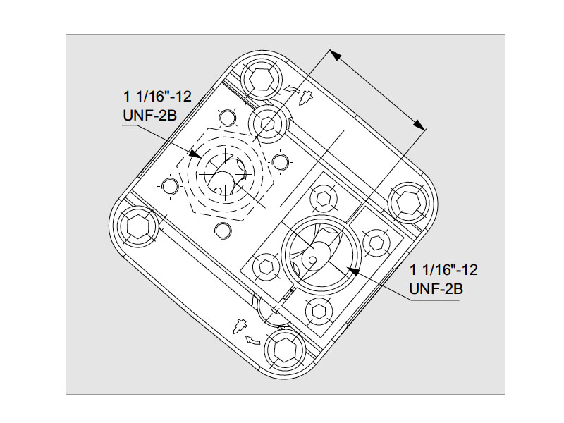 2PEM 18 cc SAE B Hydraulic Piston Motors Rear Cover Drawings