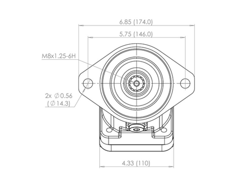 C-2PE 18 cc Hydraulic Piston Pump Flange Drawings