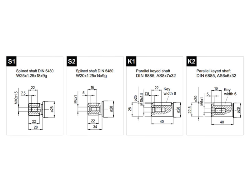 C-2PM 12 cc Hydraulic Piston Motors Shaft Drawings