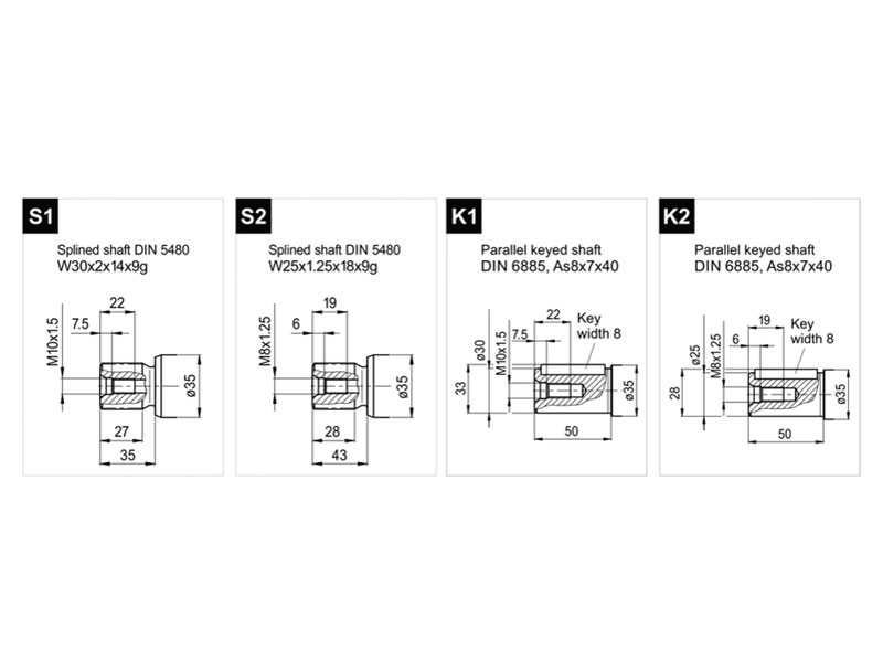 C-2PM 40 cc Hydraulic Piston Motors Shaft Drawings