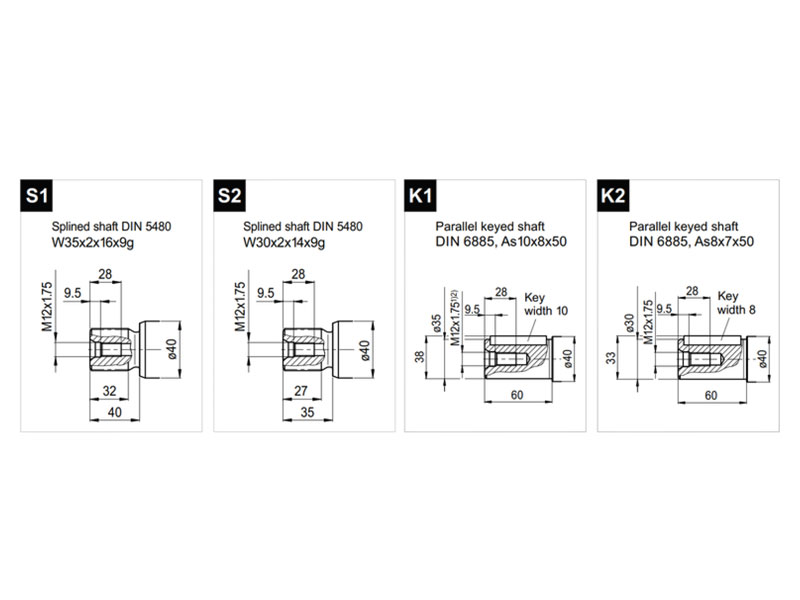 C-2PM 63 cc Hydraulic Piston Motors Shaft Drawings