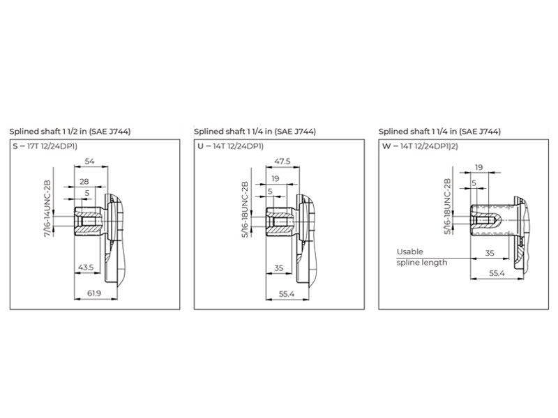 HA10V Series 3 100 cc Hydraulic Piston Pump Shaft Drawings