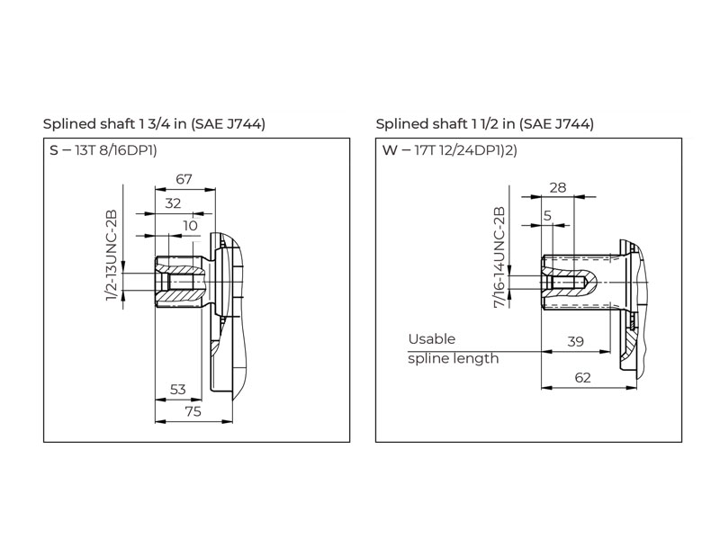 HA10V Series 3 140 cc Hydraulic Piston Pump Shaft Drawings