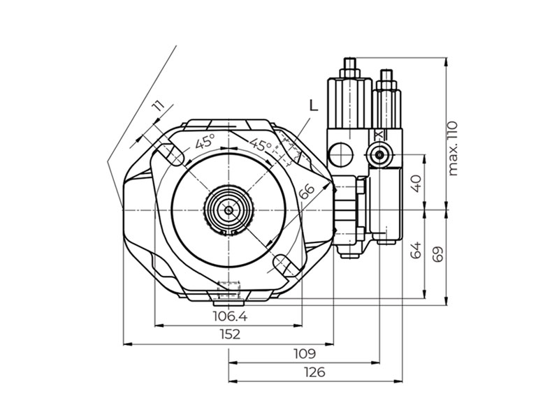 HA10V Series 3 18 cc Hydraulic Piston Pump Flange Drawings