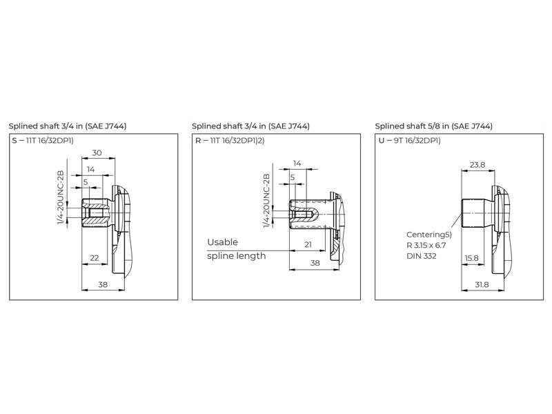 HA10V Series 3 18 cc Hydraulic Piston Pump Shaft Drawings