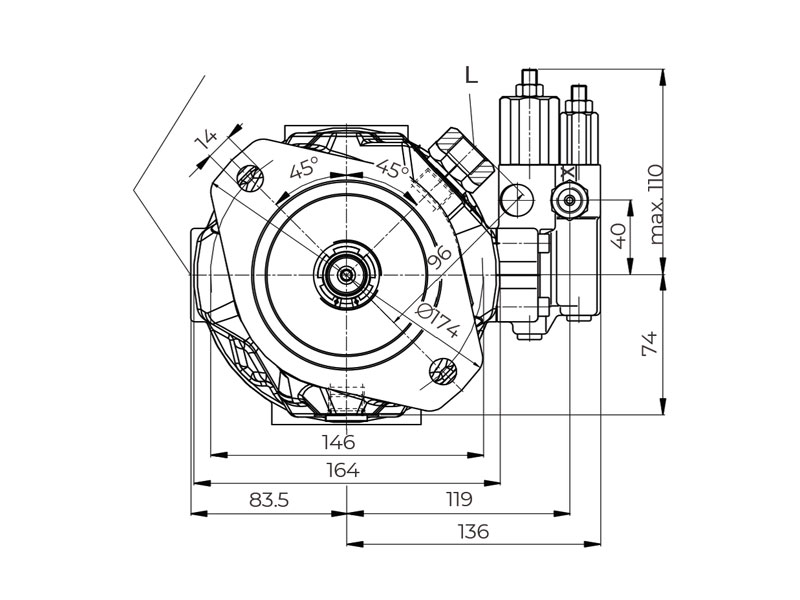 HA10V Series 3 28 cc Hydraulic Piston Pump Flange Drawings