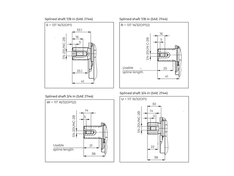 HA10V Series 3 28 cc Hydraulic Piston Pump Shaft Drawings