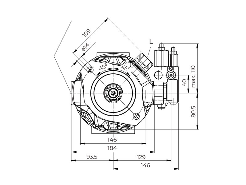 HA10V Series 3 45 cc Hydraulic Piston Pump Flange Drawings