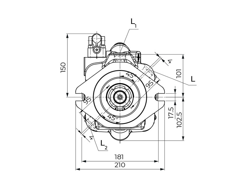 HA10V Series 5 100 cc Hydraulic Piston Pump Flange Drawings