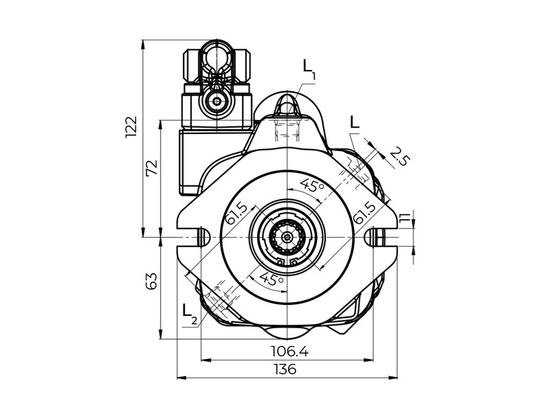 HA10V Series 5 18 cc Hydraulic Piston Pump Flange Drawings