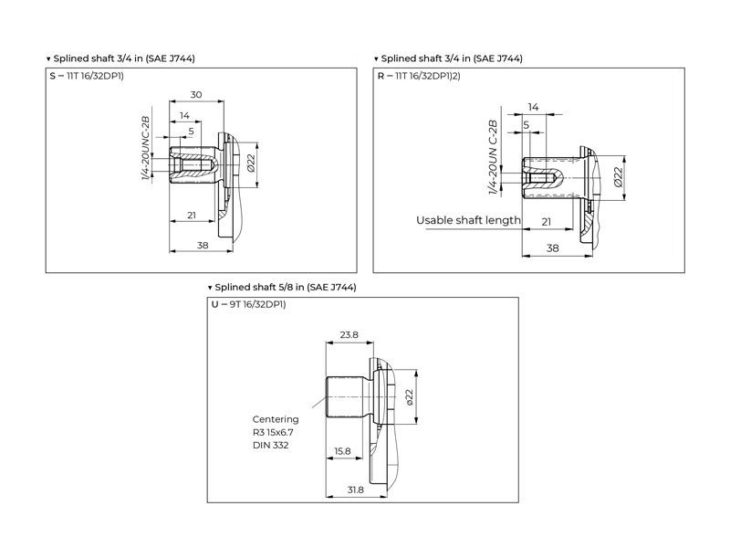 HA10V Series 5 18 cc Hydraulic Piston Pump Shaft Drawings