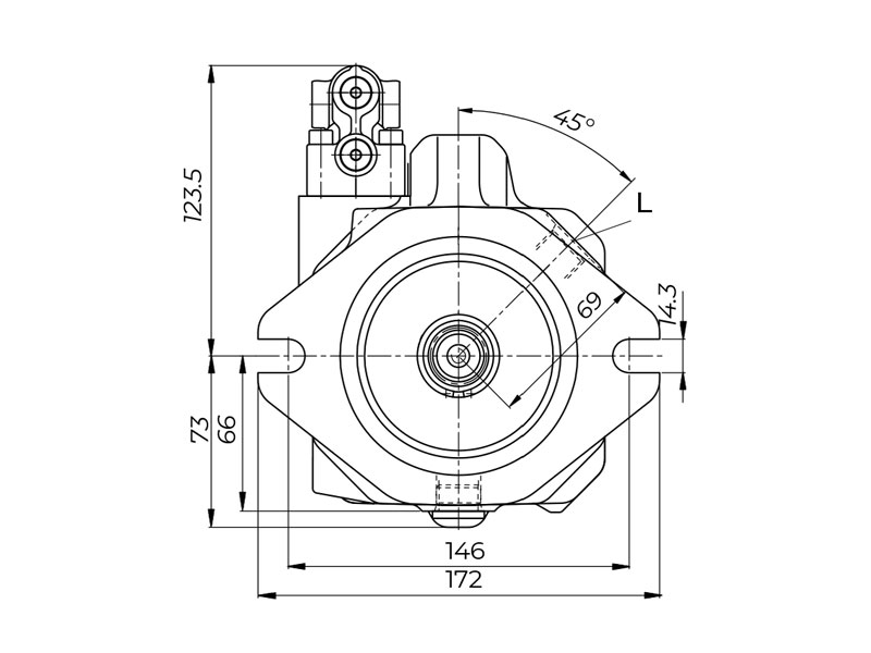 HA10V Series 5 28 cc Hydraulic Piston Pump Flange Drawings