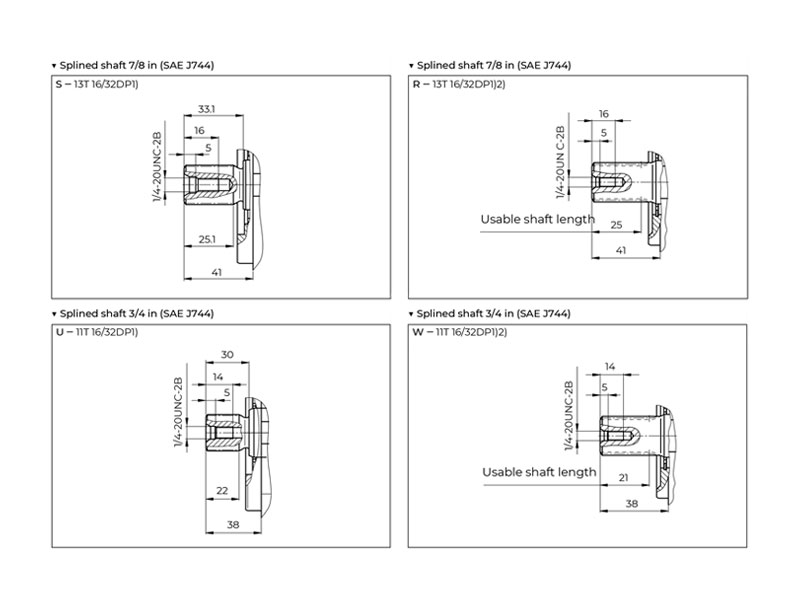 HA10V Series 5 28 cc Hydraulic Piston Pump Shaft Drawings