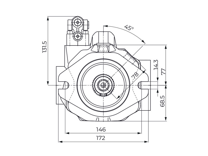 HA10V Series 5 45 cc Hydraulic Piston Pump Flange Drawings