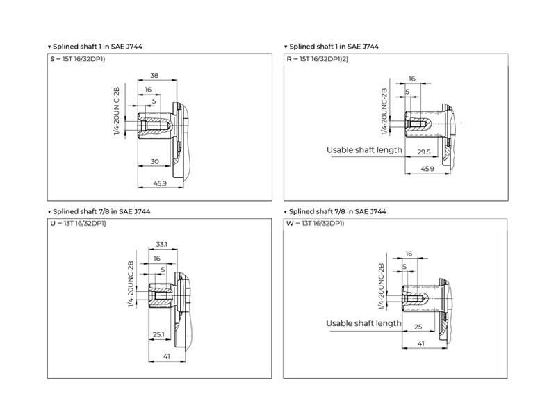 HA10V Series 5 45 cc Hydraulic Piston Pump Shaft Drawings