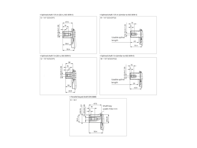 HA10V Series 5 60 cc Hydraulic Piston Pump Shaft Drawings