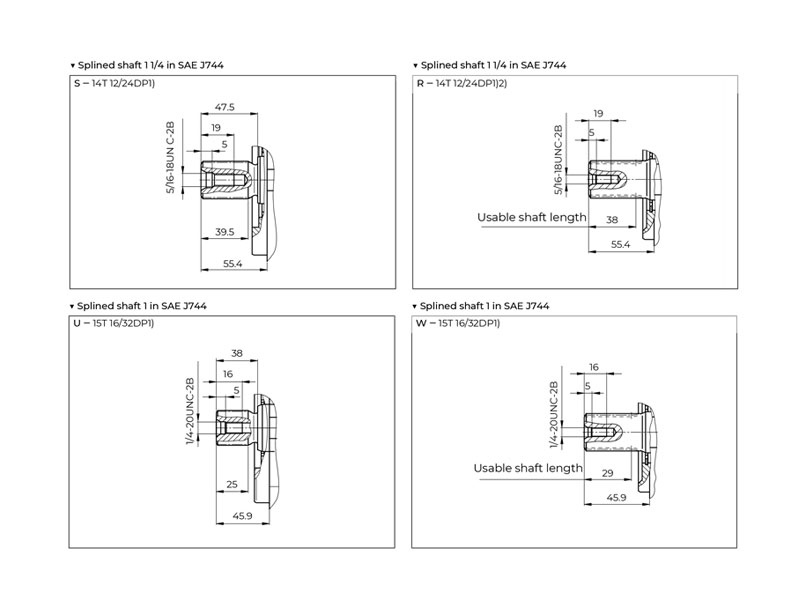 HA10V Series 5 63 cc Hydraulic Piston Pump Shaft Drawings