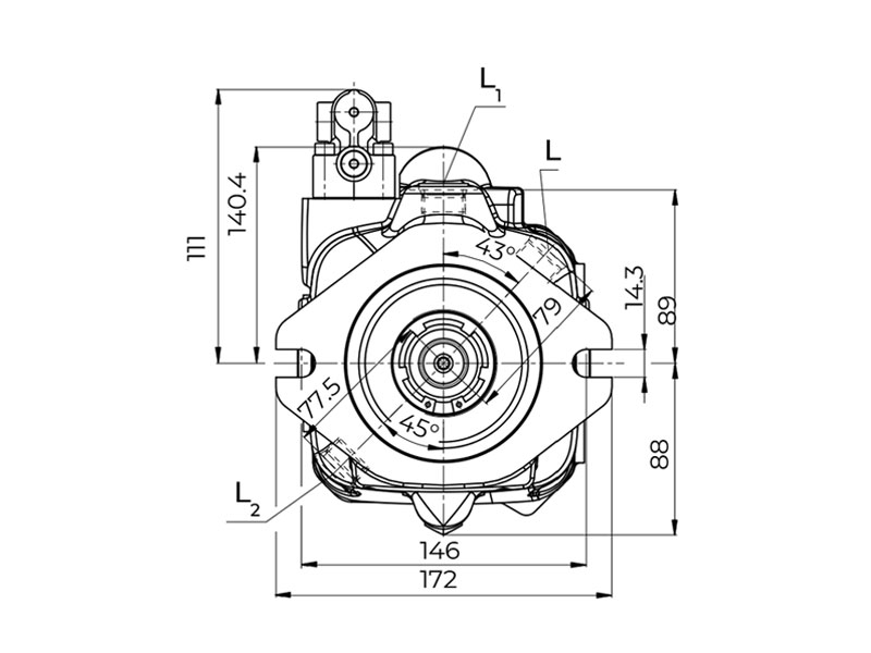 HA10V Series 5 72 cc Hydraulic Piston Pump Flange Drawings