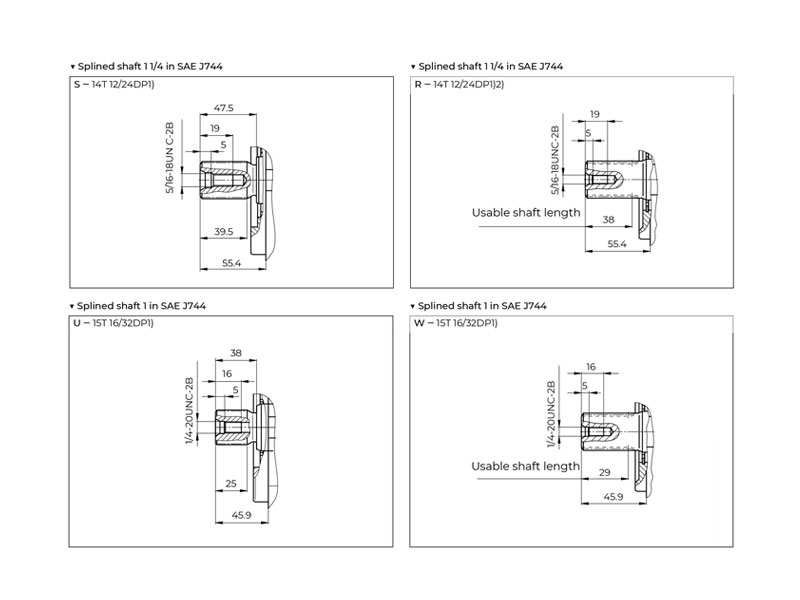 HA10V Series 5 72 cc Hydraulic Piston Pump Shaft Drawings