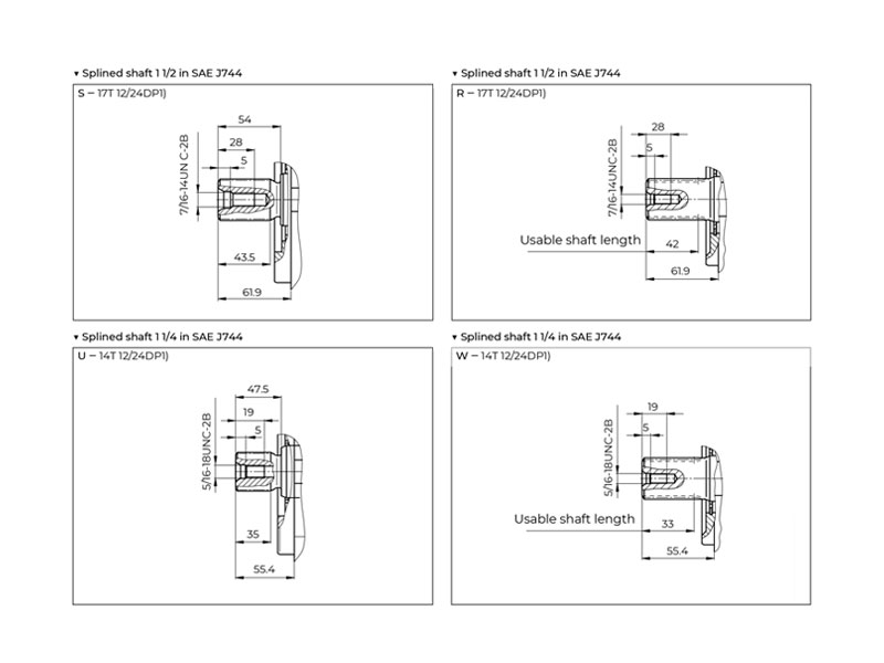 HA10V Series 5 85 cc Hydraulic Piston Pump Shaft Drawings
